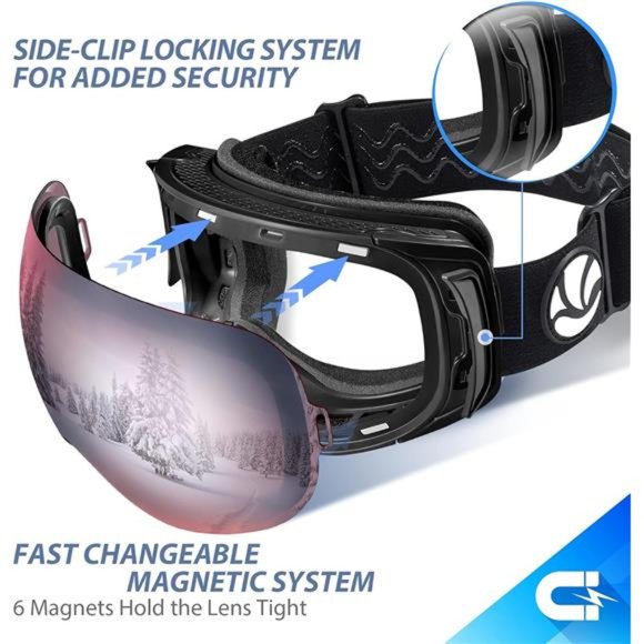 Unisex Ski Goggles, Snowboard Goggles Interchangeable Lens - Picture 2 of 5